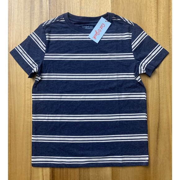 Cat & Jack Boys Blue/White Striped Crew Neck Short Sleeves T-Shirt Size Small - Picture 4 of 5